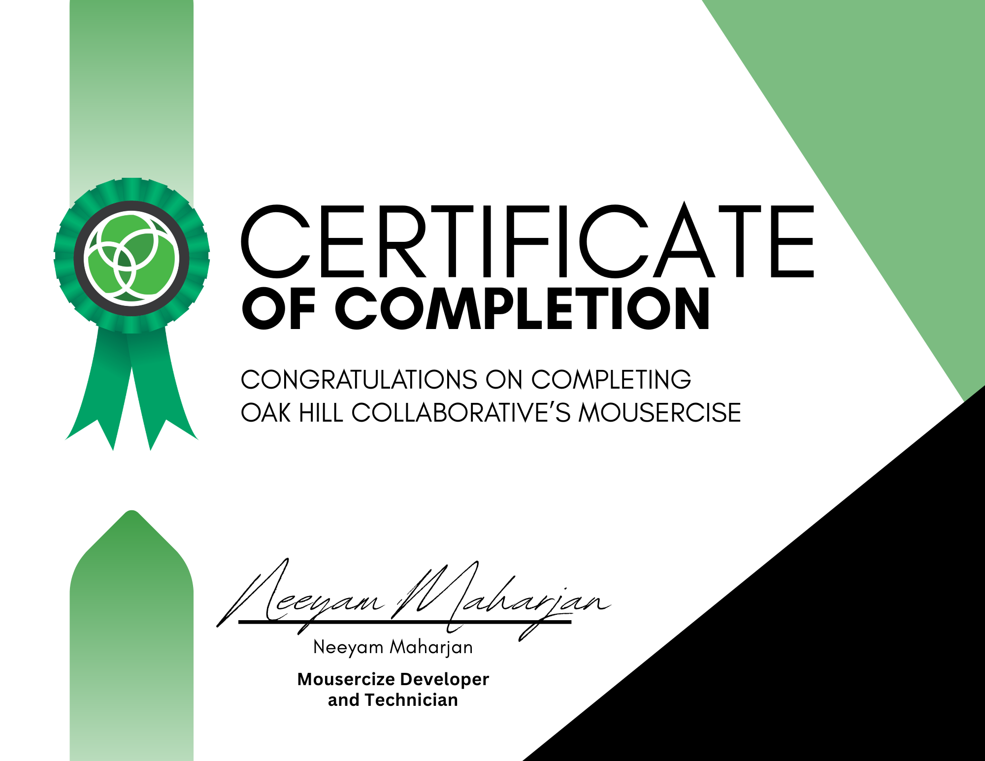 OHC Mousercise Certificate